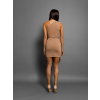 Světle hnědé elegantní šaty LYNX na jedno rameno