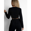 Černý zavinovací top MIRDRE s dlouhým rukávem