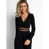 Černý zavinovací top MIRDRE s dlouhým rukávem
