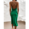 Zelené lesklé delší šaty MINTY s řetízkovými ramínky