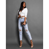 Bílý crop top TINNIE se zavazováním