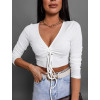 Bílý crop top TINNIE se zavazováním