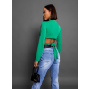 Zelený crop top HAILEY se zavazováním