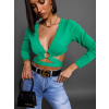Zelený crop top HAILEY se zavazováním