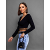 Černý crop top TINNIE se zavazováním