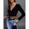 Černý crop top TINNIE se zavazováním