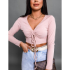 Starorůžový crop top TINNIE se zavazováním