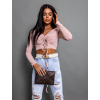 Starorůžový crop top TINNIE se zavazováním