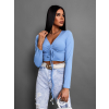 Světle modrý crop top TINNIE se zavazováním
