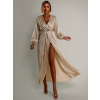 Světle béžové elegantní šaty WOMAN s dlouhým rukávem