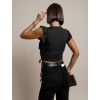 Černý crop top LEASH s volánky