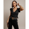 Černý crop top LEASH s volánky