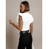 Bílý crop top LEASH s volánky