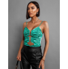 Zelený nařasený top CORBIN s průstřihy