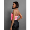 Růžový nařasený top CORBIN s průstřihy