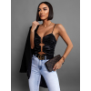 Černý nařasený top CORBIN s průstřihy