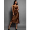 Hnědé elegantní šaty QUENTIN  s výstřihem do V