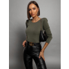 Khaki elegantní body IMOGEN s vycpanými rameny