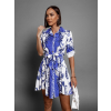 Modré elegantní šaty BIGLEAF s vzory