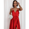 Červené dlouhé lesklé šaty PERFECTLY
