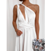 Bílé lesklé šaty VALERDY s variabilním vázáním / bez rozparku