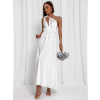 Bílé lesklé šaty VALERDY s variabilním vázáním / bez rozparku