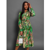Zelené elegantní šaty FOLKY s vzory
