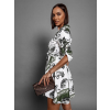 Khaki elegantní šaty BIGLEAF s vzory