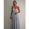 Šedé lesklé šaty VALERDY s variabilním vázáním / bez rozparku