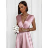 Světle růžové lesklé šaty VALERDY s variabilním vázáním / bez rozparku