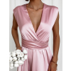 Světle růžové lesklé šaty VALERDY s variabilním vázáním / bez rozparku
