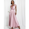 Světle růžové lesklé šaty VALERDY s variabilním vázáním / bez rozparku