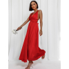 Červené lesklé šaty VALERDY s variabilním vázáním / bez rozparku
