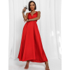 Červené lesklé šaty VALERDY s variabilním vázáním / bez rozparku