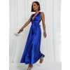 Královsky modré lesklé šaty VALERDY s variabilním vázáním / bez rozparku