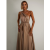 Zlaté lesklé šaty VALERDY s variabilním vázáním / bez rozparku