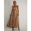 Zlaté lesklé šaty VALERDY s variabilním vázáním / bez rozparku