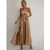 Zlaté lesklé šaty VALERDY s variabilním vázáním / bez rozparku
