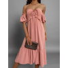 Růžové elegantní šaty SOFTNESS s volánky