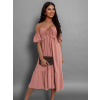 Růžové elegantní šaty SOFTNESS s volánky