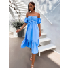 Modré elegantní šaty SOFTNESS s volánky