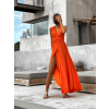 Oranžové elegantní šaty KATIE s vázáním