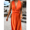 Oranžové elegantní šaty KATIE s vázáním