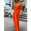 Oranžové elegantní šaty KATIE s vázáním