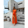 Oranžové elegantní šaty KATIE s vázáním