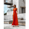 Oranžové elegantní šaty KATIE s vázáním