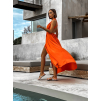 Oranžové elegantní šaty KATIE s vázáním