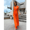 Oranžové elegantní šaty KATIE s vázáním
