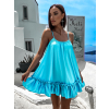 Tyrkysové volánkové šaty GLASSY volného střihu
