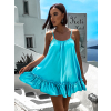 Tyrkysové volánkové šaty GLASSY volného střihu